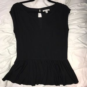 American Eagle Black Peplum Short Sleeve Top